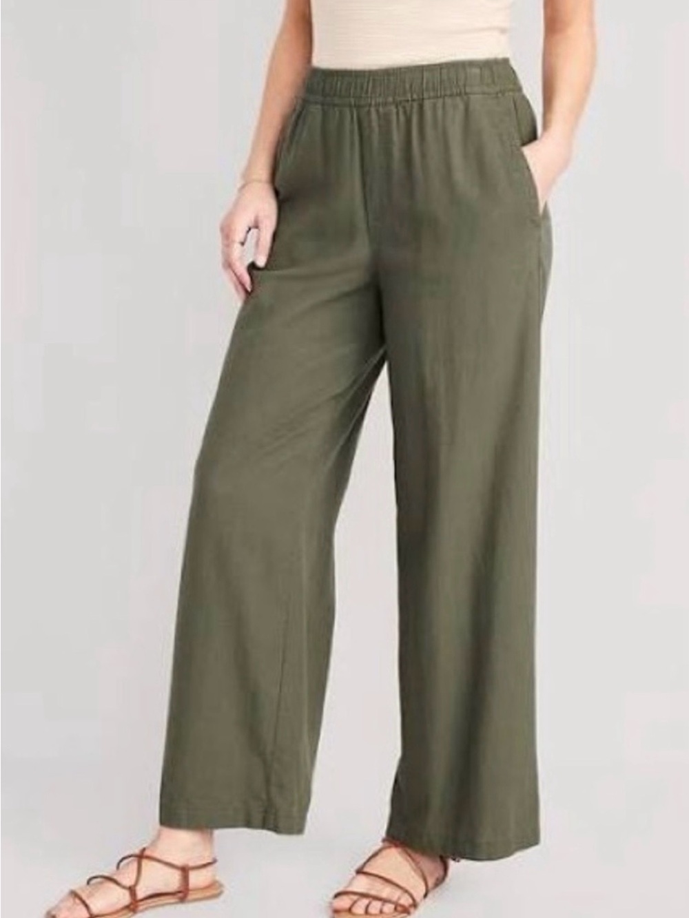 Old Navy Olive Wide-Leg Pull-On Pants